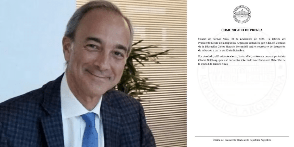 Javier Milei designó a Carlos Torrendell como secretario de&nbsp;Educación