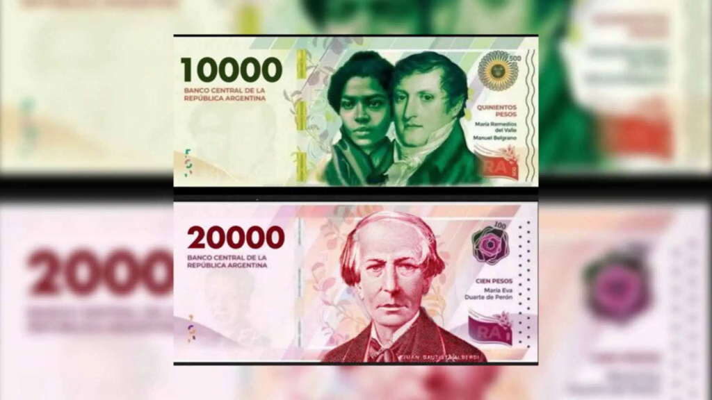 El Gobierno argentino presenta billetes de 10.000 y 20.000 pesos: ¿Quiénes son los&nbsp;protagonistas?